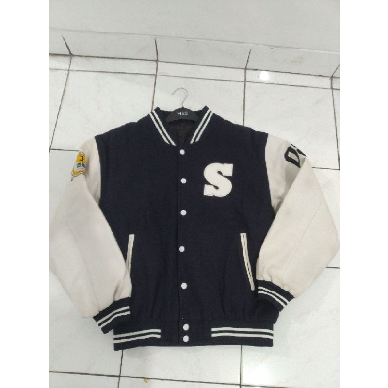 Varsity Jacket University Korea Wool Leather