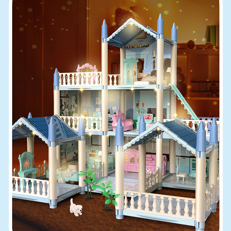 3D Mainan Doll House Princess Castle Pink Castle Bermain Rumah Mainan Princess Castle Rumah Rumahan