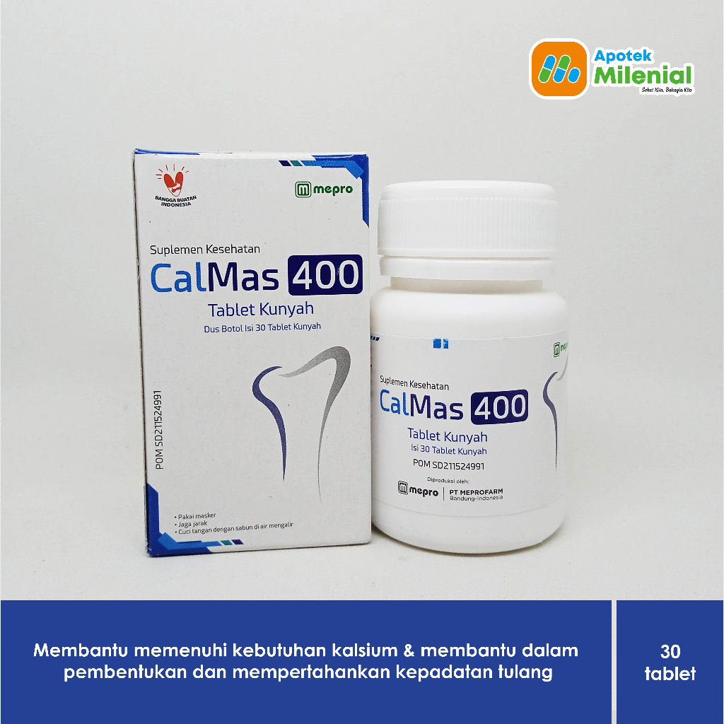 Calmas 400 Mg Botol Isi 30 Tablet / Calcium 400 mg