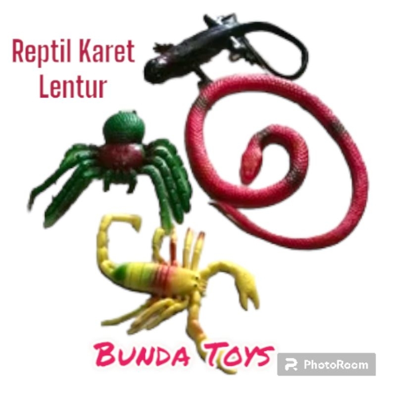 MAINAN HEWAN KARET LENTUR (ULAR, LABA-LABA, KADAL, KALAJENGKING)