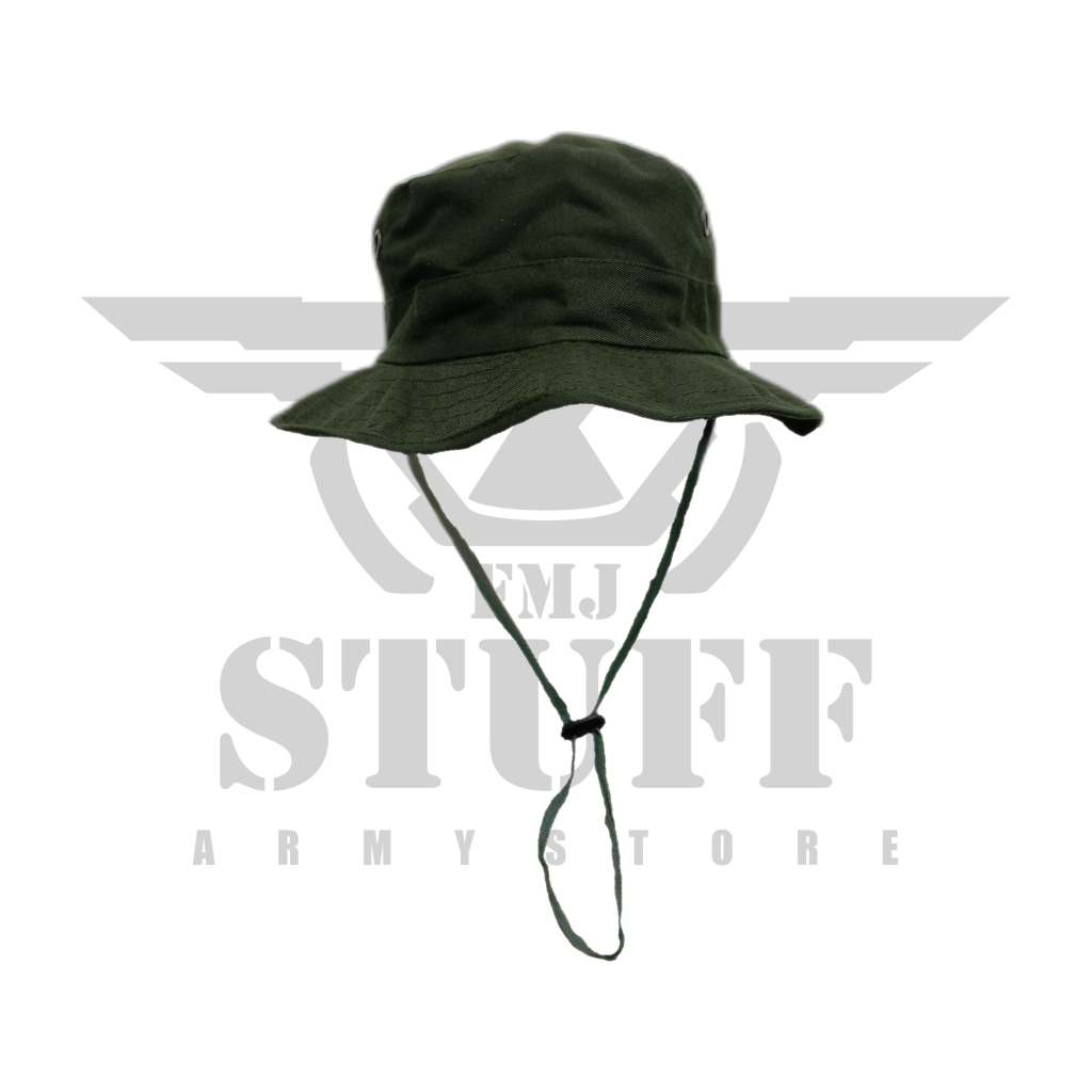 Topi Rimba Lapangan Bahan Ripstop Hijau Tanpa Perekat / Velcro - Quickdry