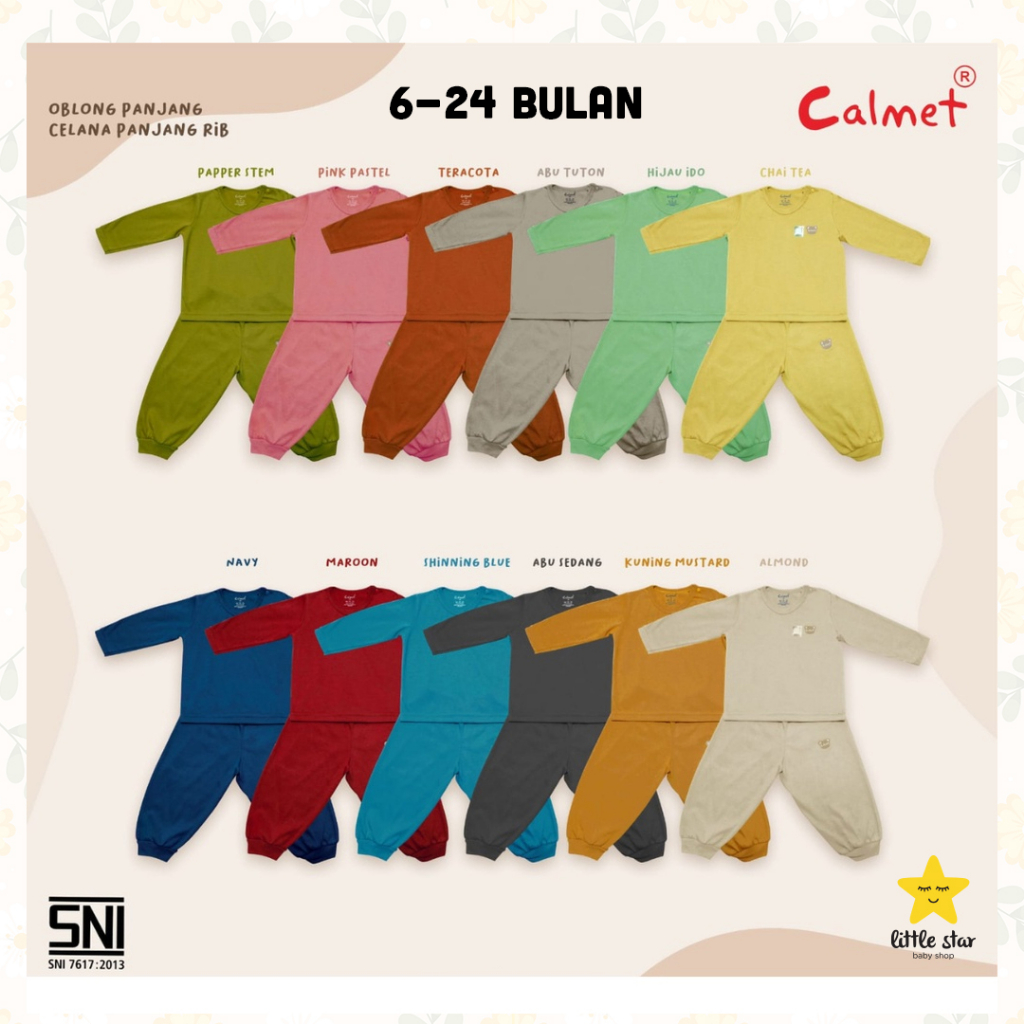 Calmet Piyama | Setelan Baju Tidur Anak Bayi Cewek Cowok | Set Piama