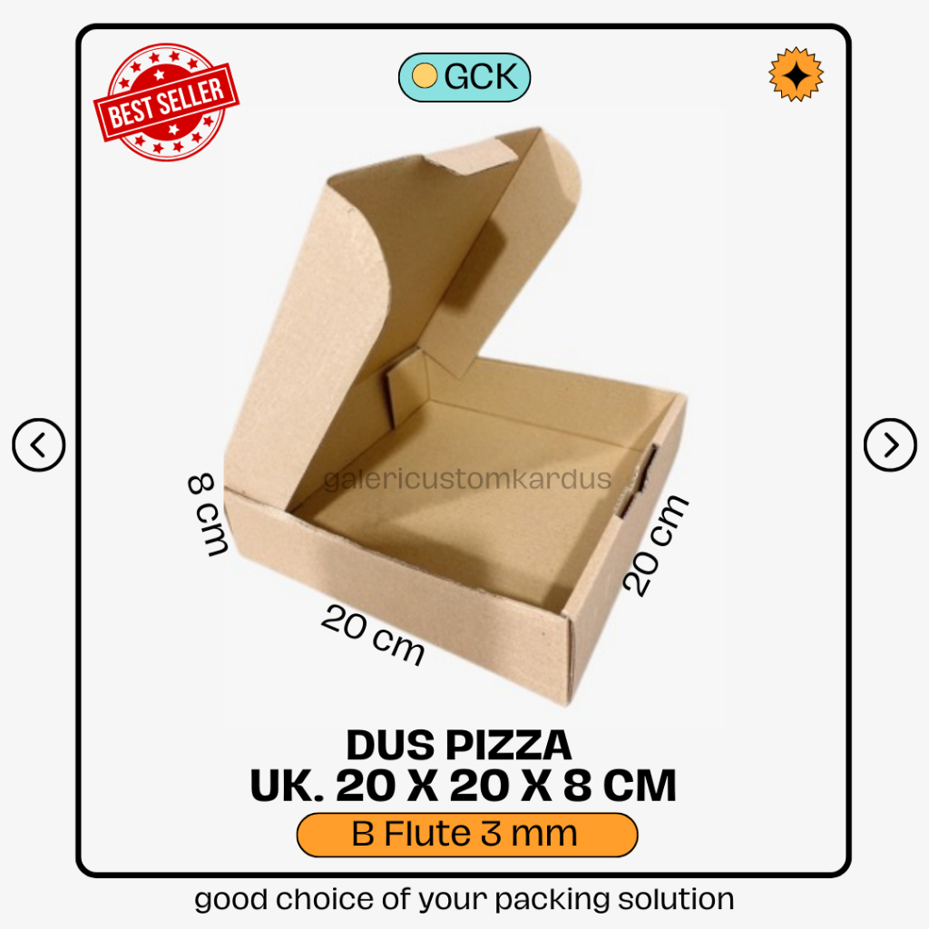 

(min. order 10 pcs) Dus Pizza Kardus Packing Gift Box Hampers 20x20x8 kuncian depan