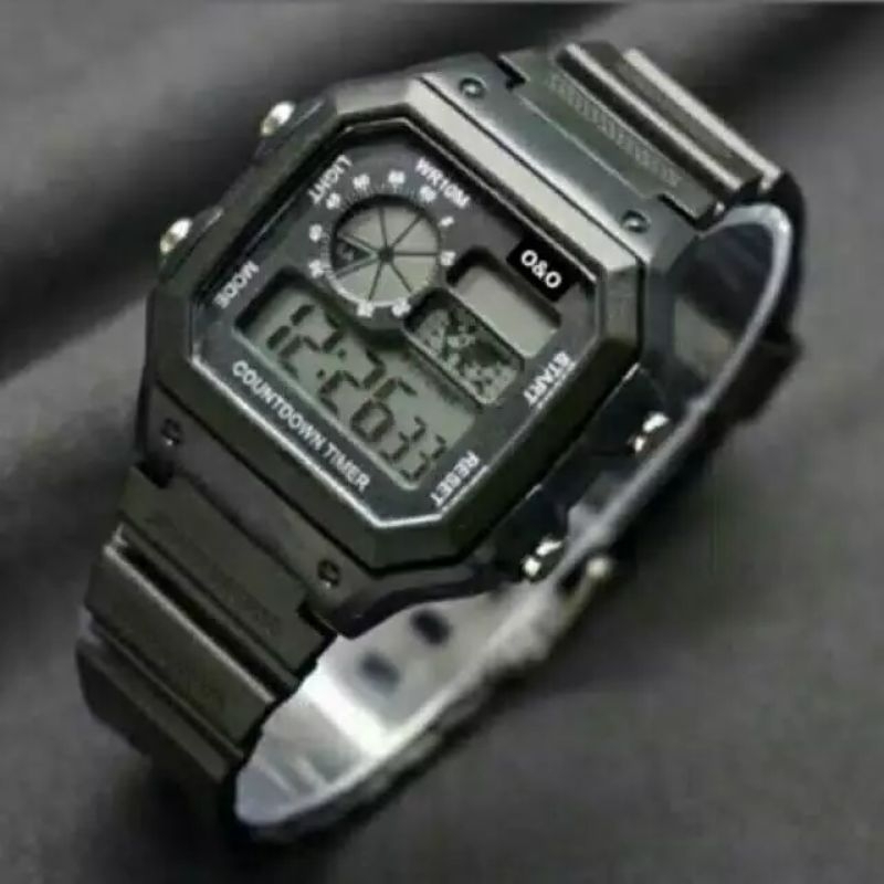 Jam tangan digital sport persegi rubber