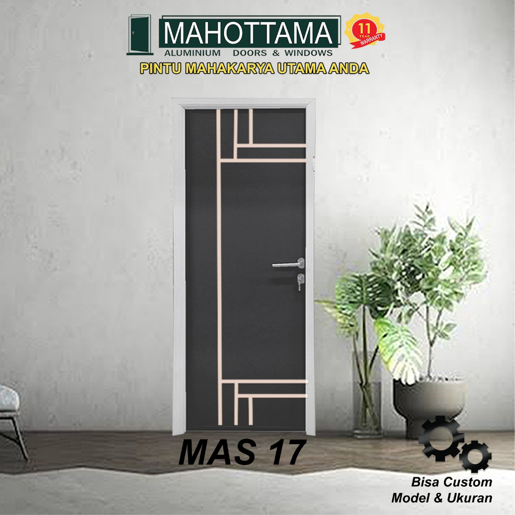 MAHOTTAMA - Pintu Kamar Tidur / Gudang / Kamar Mandi Aluminium 80 x 200cm Rumah 1 Set Kusen Kunci Ha