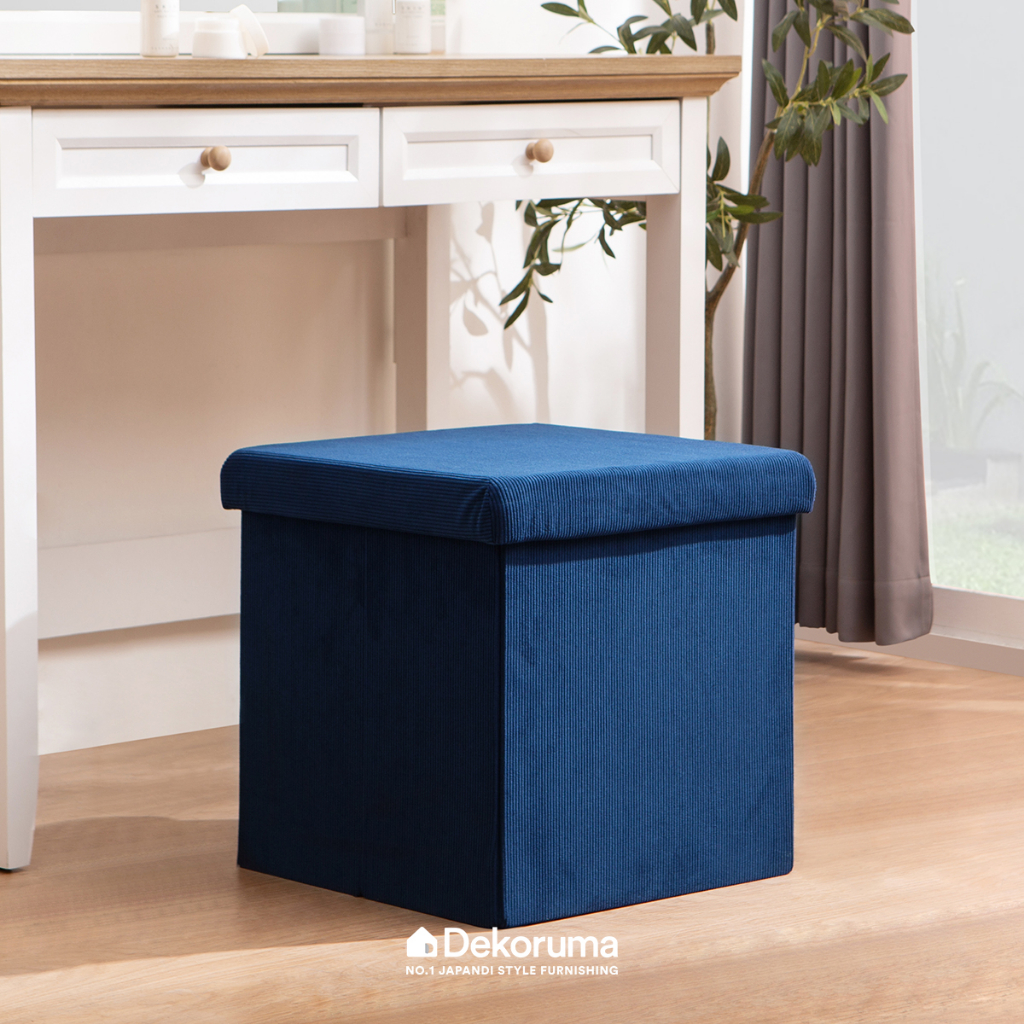 Dekoruma NOJI Kursi Stool Kain dengan Storage - Navy