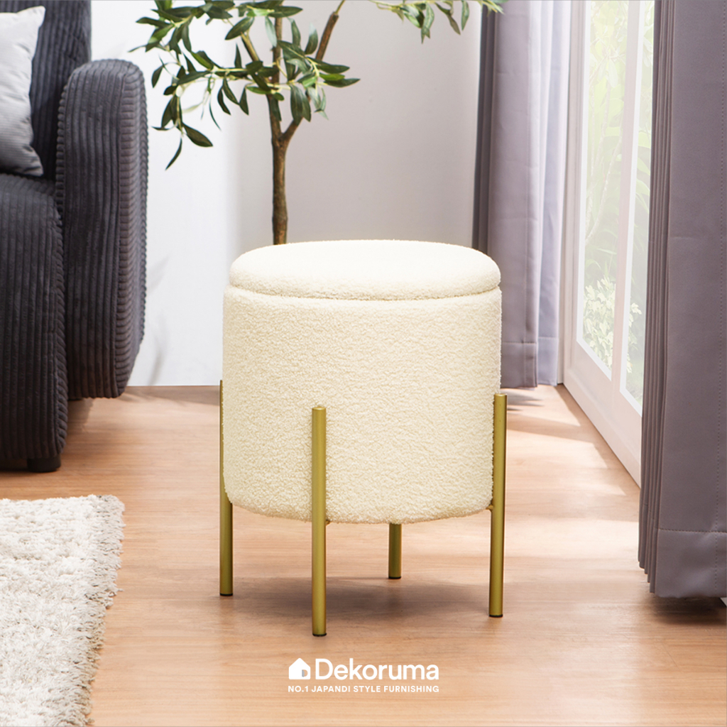 Dekoruma SADI Kursi Stool Kain Minimalis - Krem
