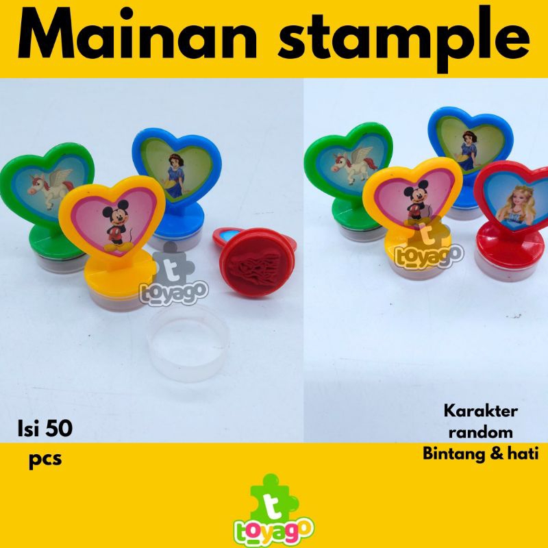 

Mainan Stempel cap capan bentuk isi 50 pcs( stample hati &bintang toyago toys)