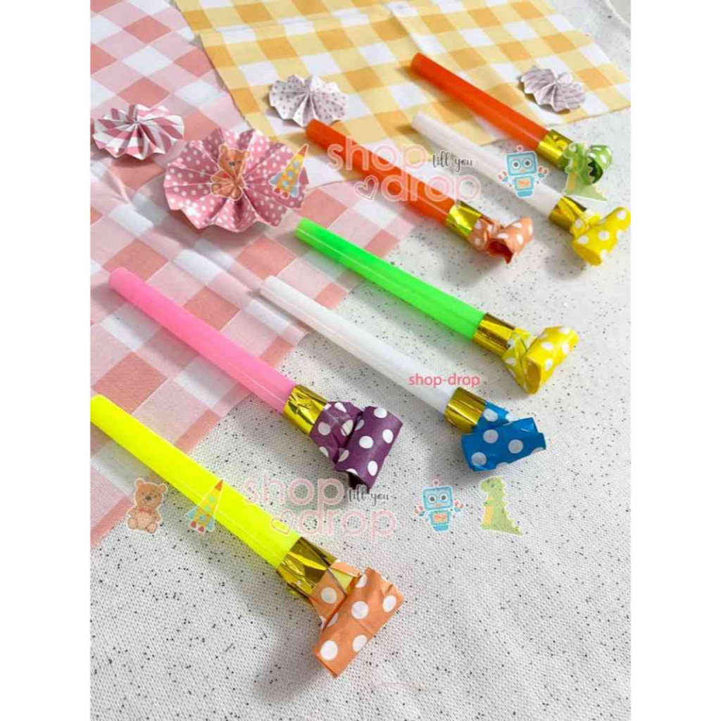 Mainan Anak Terompet Lidah - Terompet Ulang Tahun Kertas Polkadot