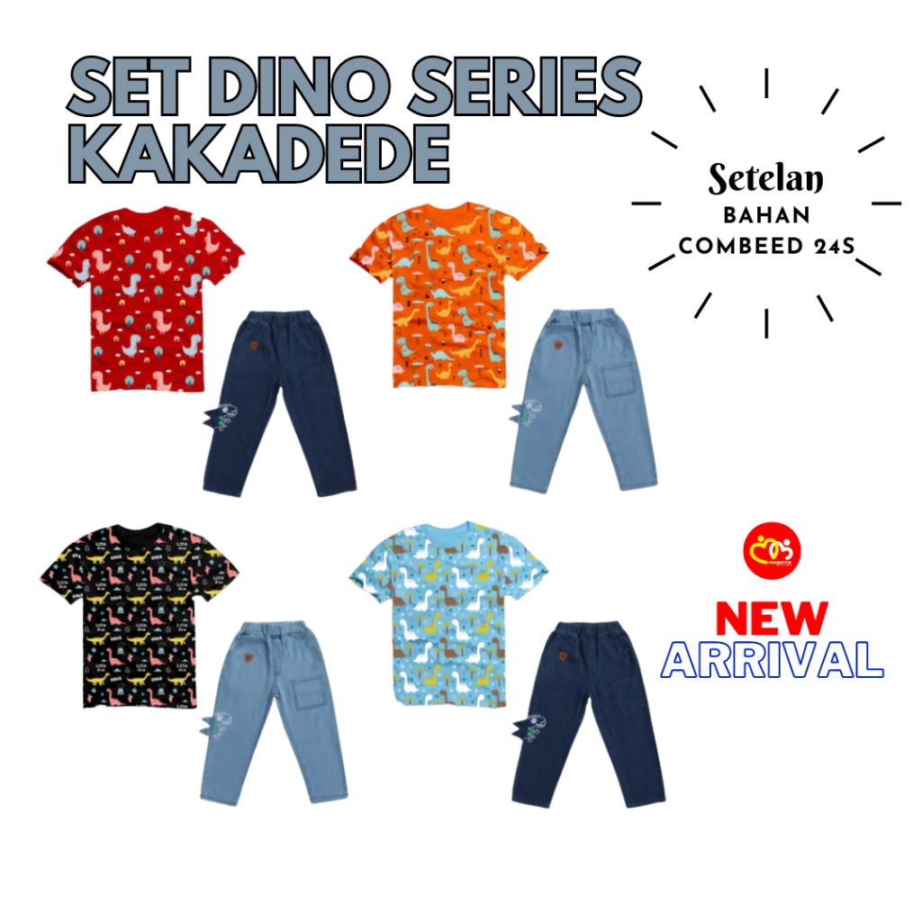 SET DINO SERIES TEES & LONG JEANS BY KAKADEDE BRAND LOKAL DENGAN HARGA TERJANGKAU | SATU SET BAJU AN