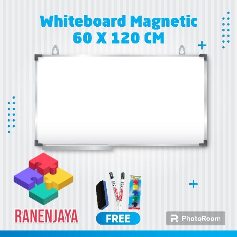 

whiteboard / papan tulis magnetic merk RanenJaya uk 60x120 cm