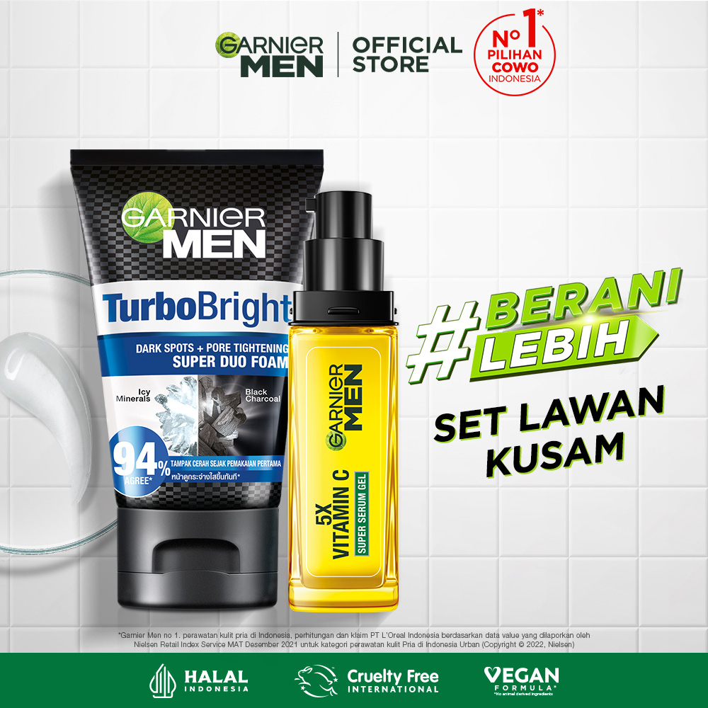 Garnier Men Brightening Simple Set Turbo Bright Super Serum Gel 30 ml + Turbo Bright Super Duo Foam 
