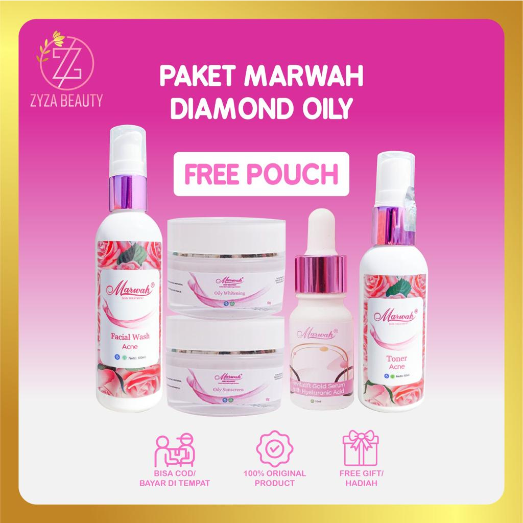 Marwah Skincare Paket Diamond Oily - Paket Perawatan Wajah Flek Berminyak Bekas Jerawat