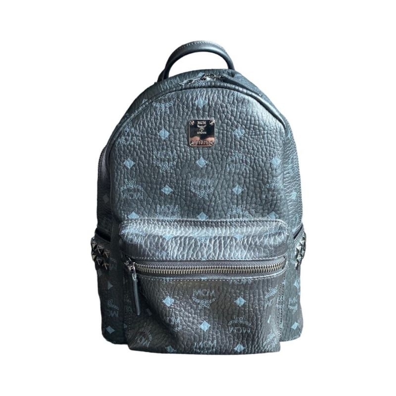 Preloved MCM Stark Visetos Backpack Black Ruthenium HW Medium