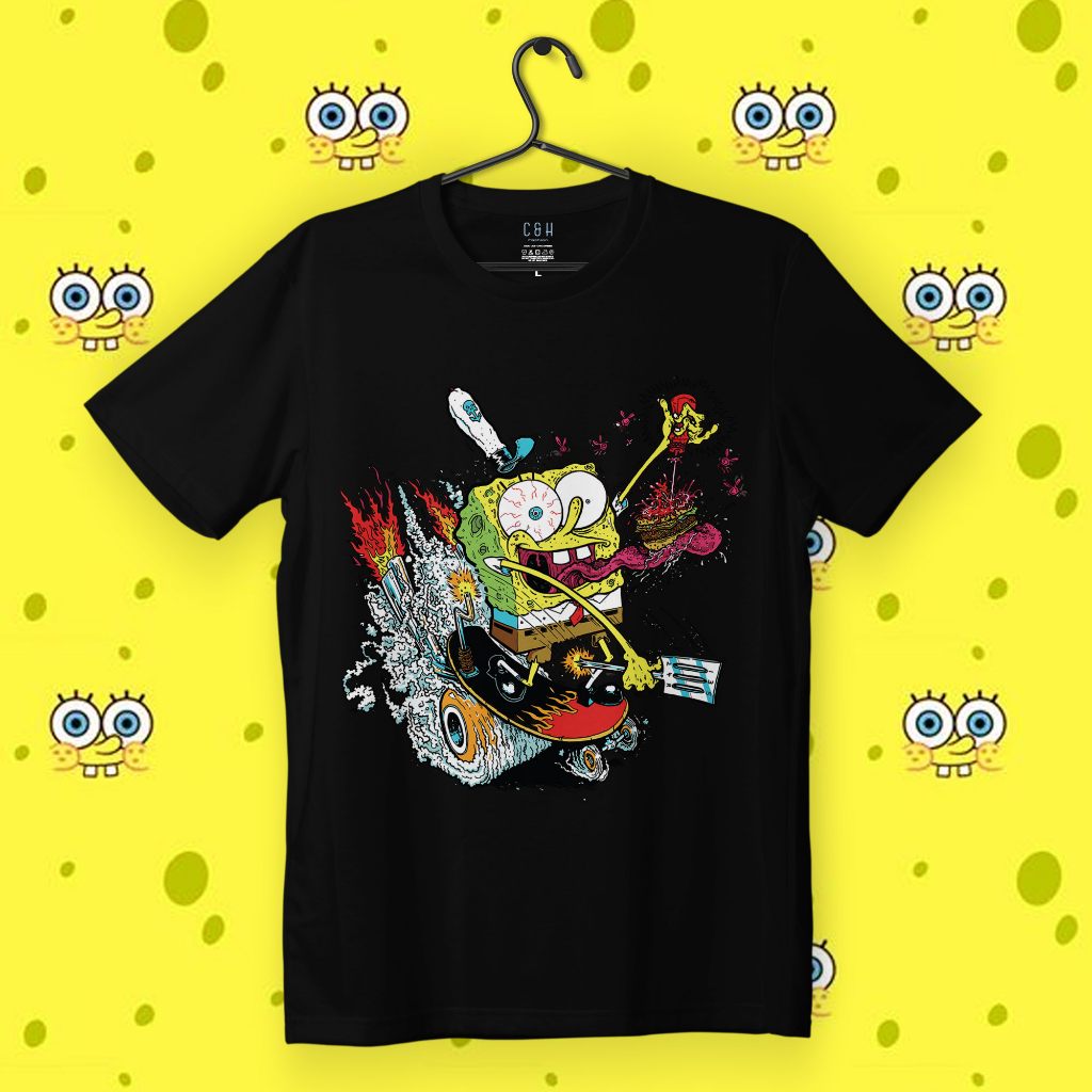KAOS KARTUN SPONGEBOB | KAOS DISTRO PRIA WANITA ORI BY C&H | CHSPB 010