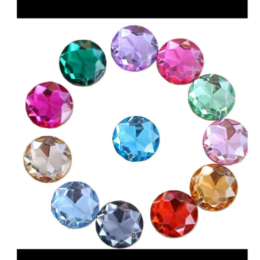 13mm Payet Diamond Kristal Resin Jahit 100 pcs Eceran