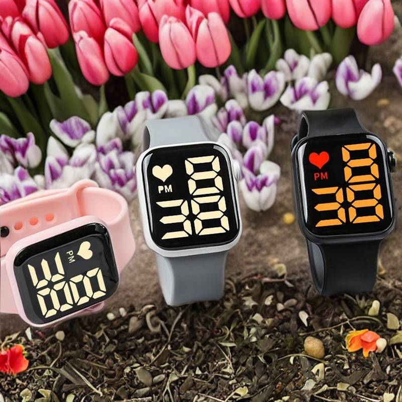 Jam tangan elektronik LED baru, nomor persegi tahan air, jam tangan fashion anak -anak siswa utama
