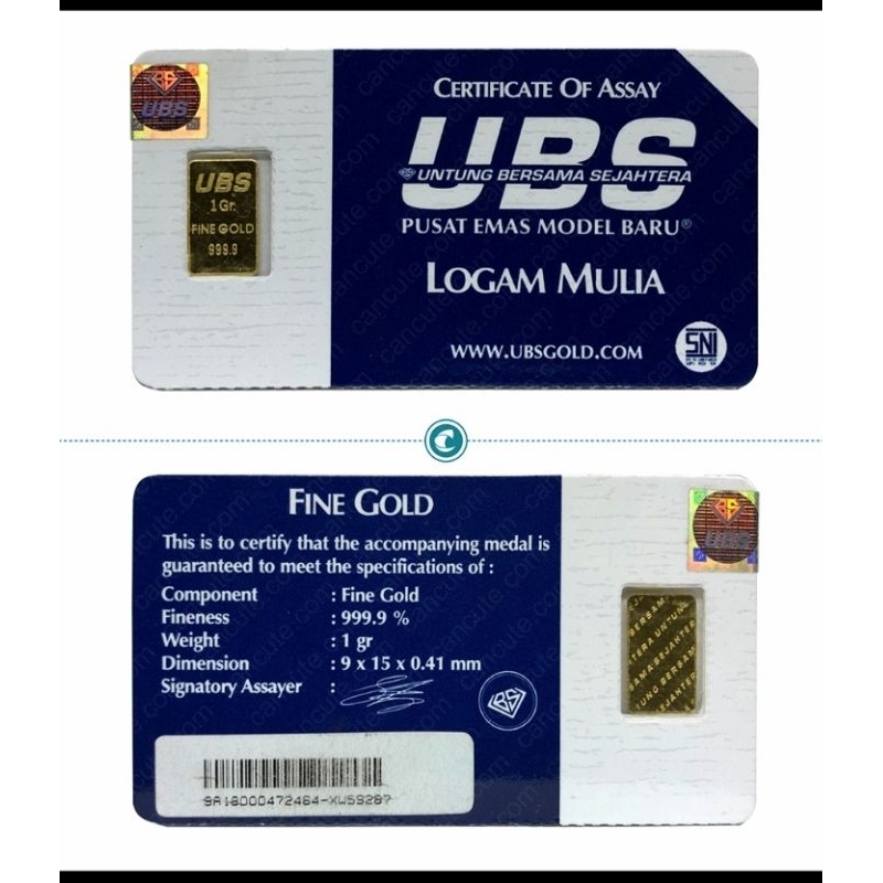 Logam Mulia UBS 1 gram ( Sisa no press)