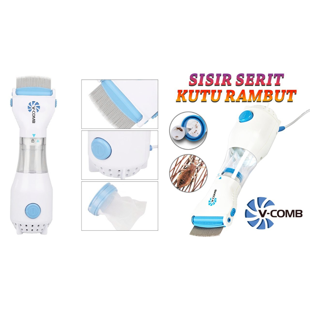 (COD) Sisir Kutu Rambut Elektrik V-Comb / Serit Kutu Tumo / Sisir Penghilang Kutu Rambut Secara Elek
