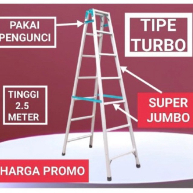 TANGGA LIPAT 2,5 METER JUMBO ALUMINIUM