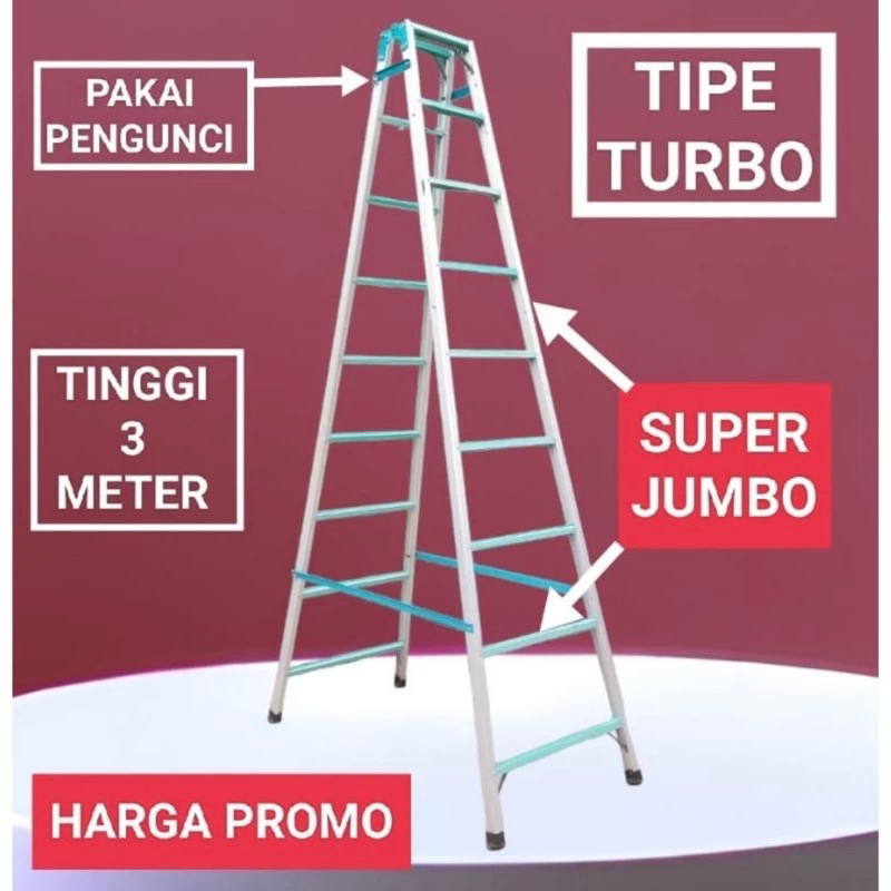 TANGGA LIPAT 3 METER ALUMINIUM JUMBO
