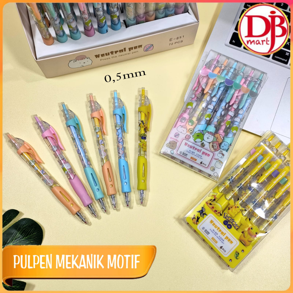 

Bulpen Mekanik 0,7mm Motif Karakter / Pulpen Alat Tulis Tinta Hitam / Stationery