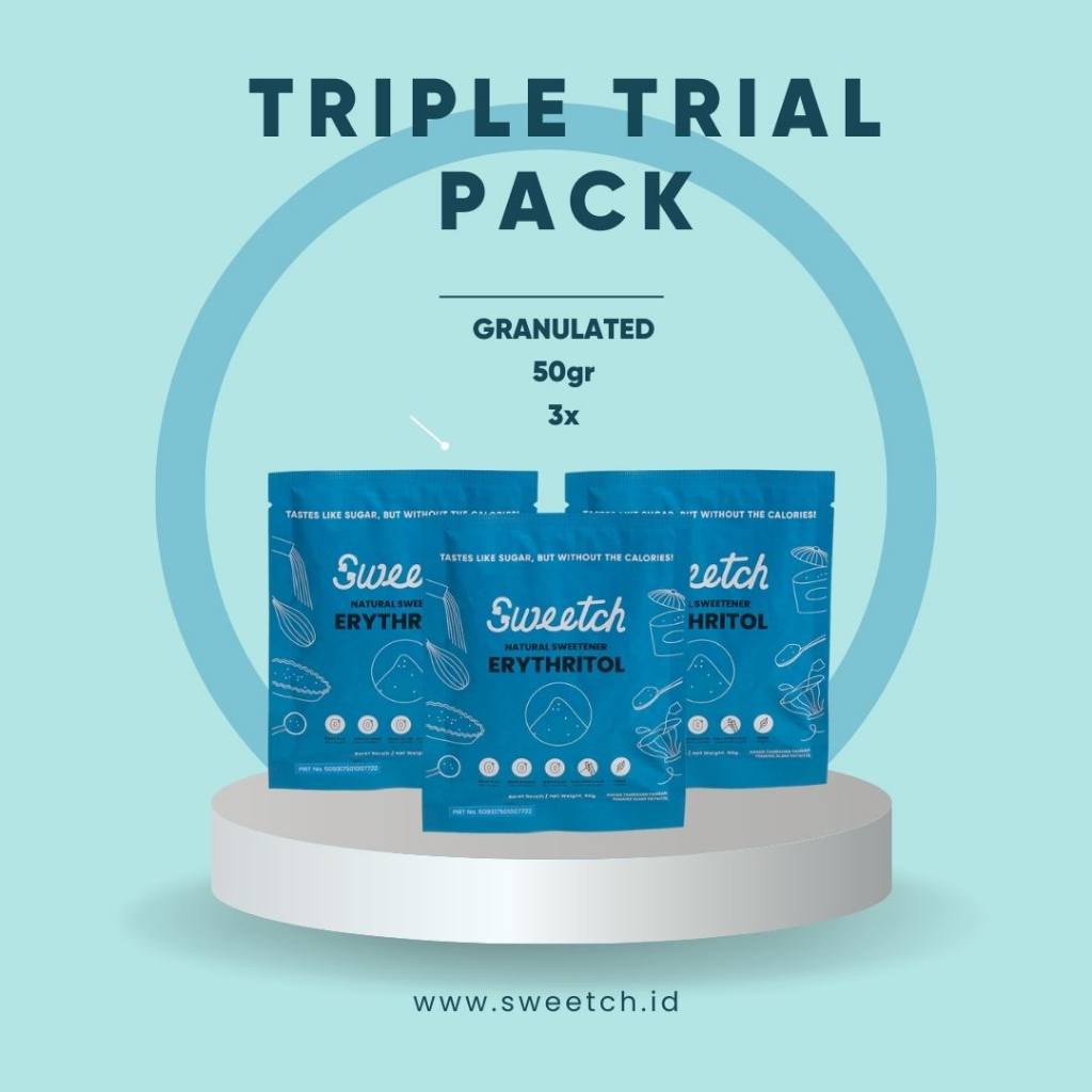 

Sweetch Erythritol Granulate Triple Trial Pack (3x 50gr) / Pemanis Alami Tanpa Kalori / Pemanis Pengganti Gula / Gula Diabetes