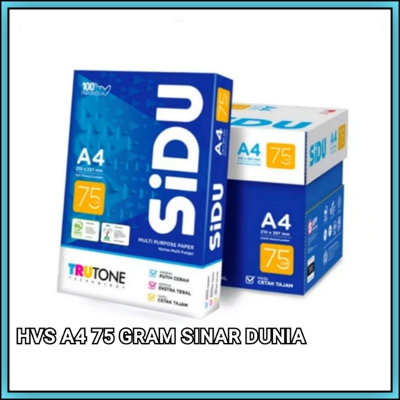 

Kertas HVS A4 75 Gram Sidu Isi 100 Lembar