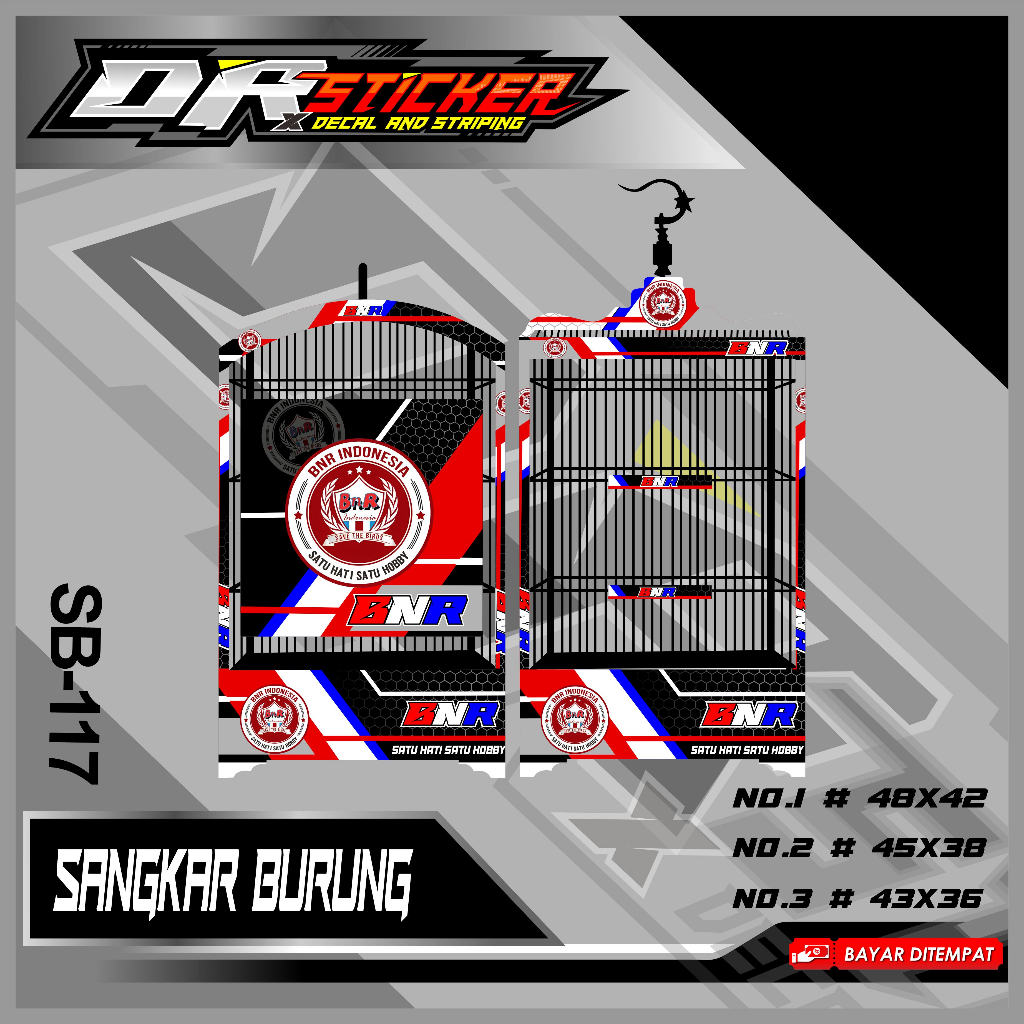 TERLARIS Sticker Kandang Ebod Kotak BNR / Dekal Sticker Sangkar Burung Kotak Model Ebod BNR