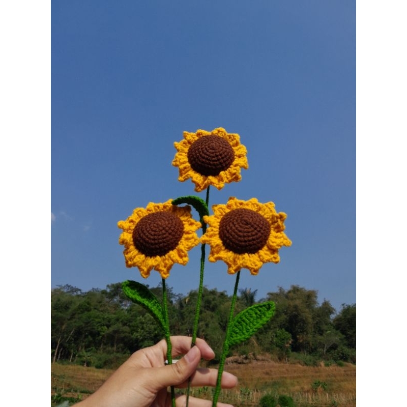Sunflower / Bunga Matahari Rajut / Bunga Matahari Handmade Rajutan