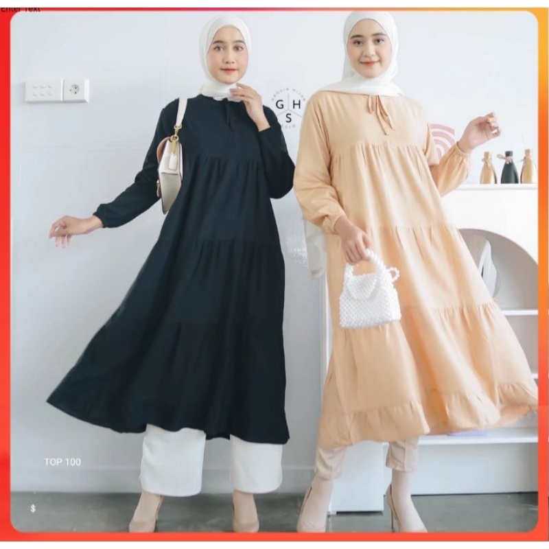 GAMIS DRESS LONG TUNIK RACHEL ll GAMIS MUSLIM REMPEL DRESS RAYON