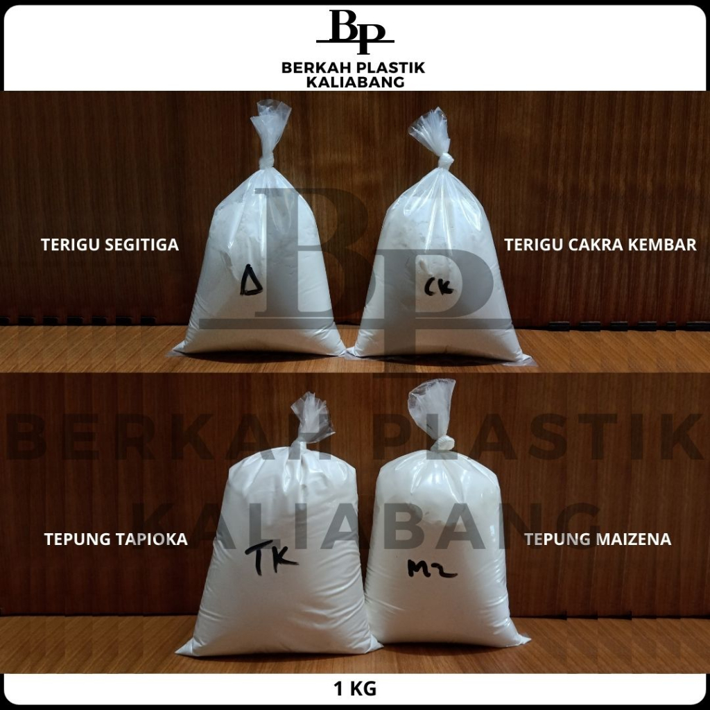 

Terigu Segitiga , Terigu Cakra Kembar , Tepung Tapioka , Tepung Maizena REPACK 1Kg