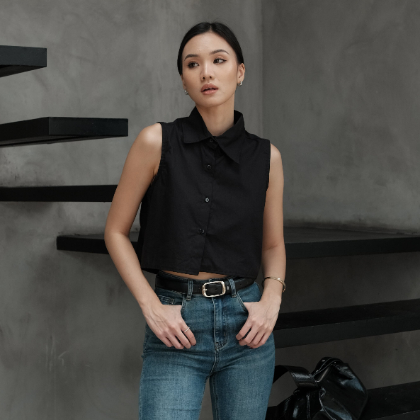 WEARCAID - Max Shirt | Atasan Wanita Crop | Kemeja Crop Wanita