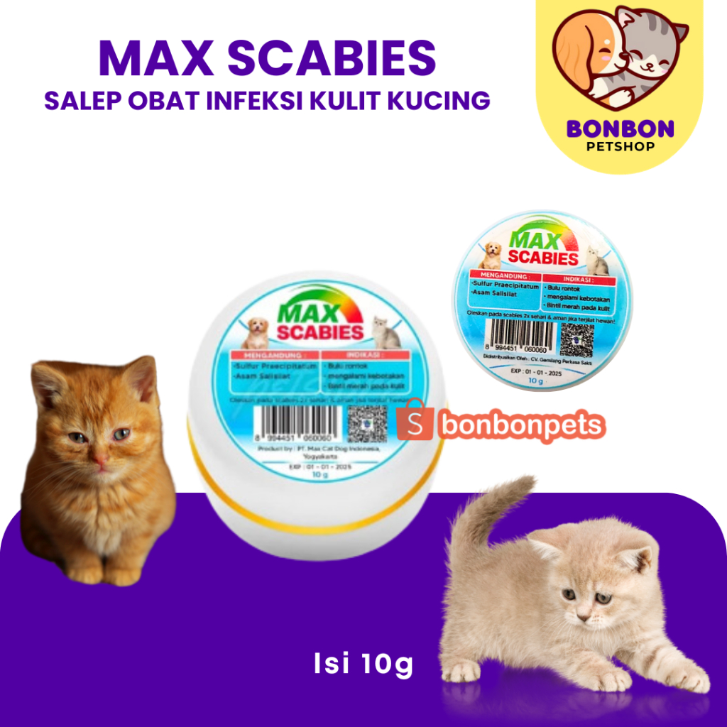 MAX SCABIES Salep Obat Infeksi Kulit Kucing Obat Jamur Kucing Max Scabies
