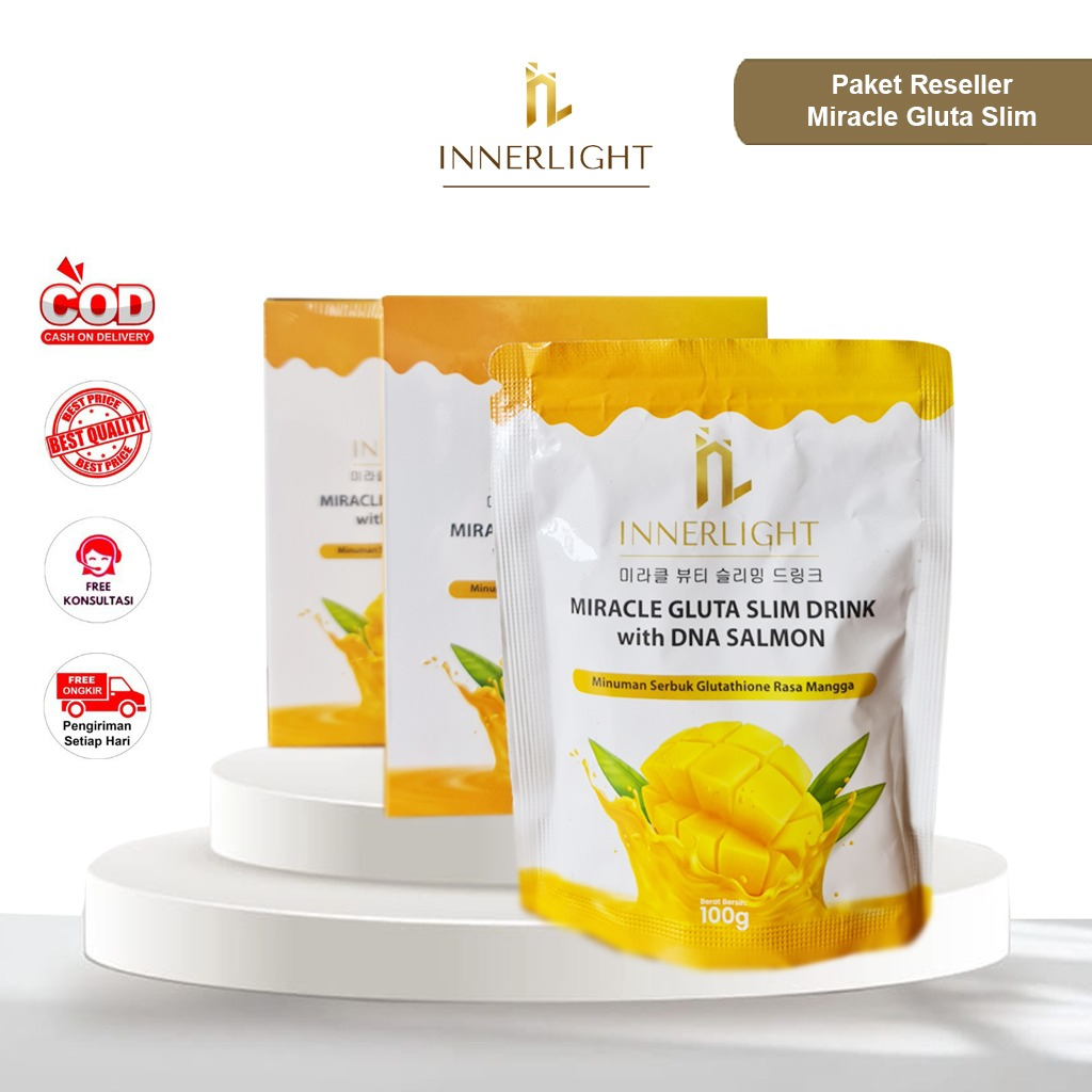 

Paket reseller miracle gluta slim drink harga grosiran murah suplemen diet by INNERLIGHT BPOM