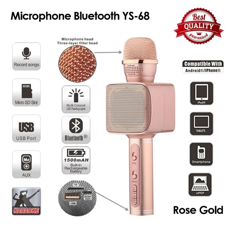 Mic Bluetooth Original Su Yosd YS-68 Mikrofon Karaoke Ktv Microphone Speaker Portable