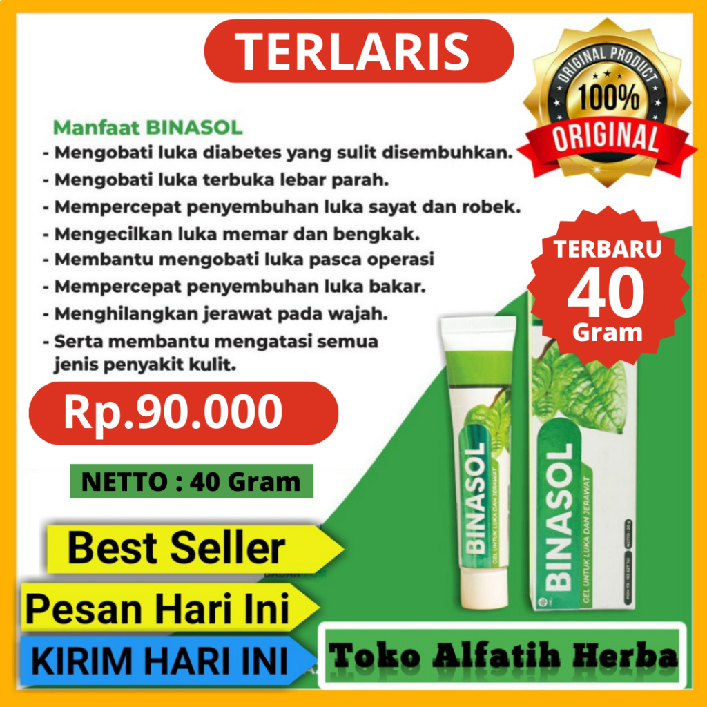 𝐎𝐫𝐢𝐠𝐢𝐧𝐚𝐥 Binasol Gel Penghilang Jerawat,Obat Luka Bakar Luka Sesar Luka Diabetes dan Gatal Eksim