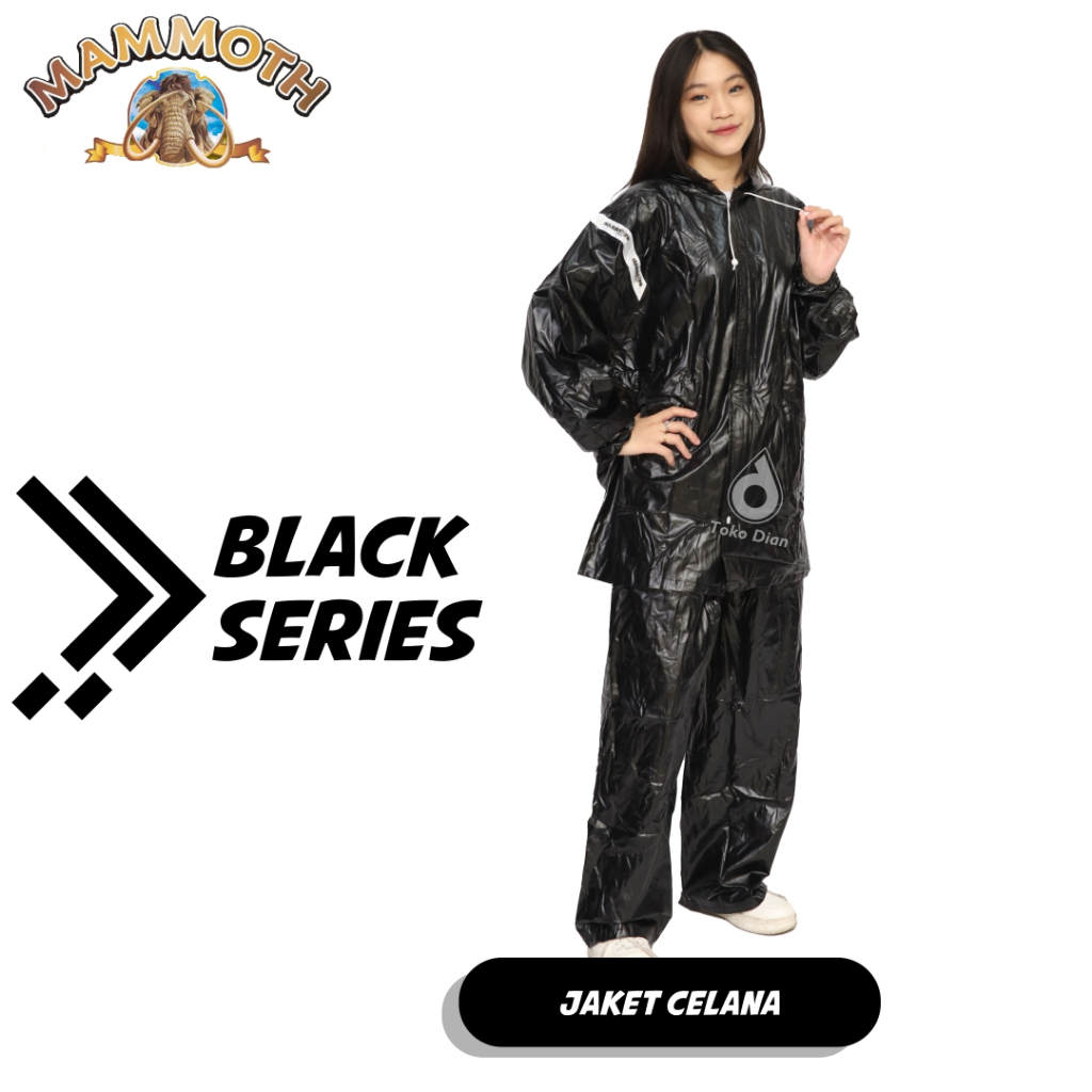 Jas Hujan Setelan Black Mammoth