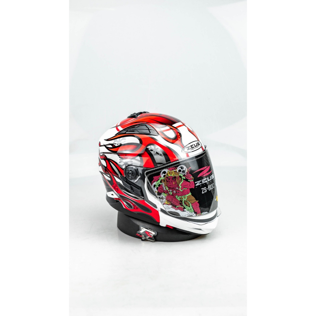 ZEUS ZS 613C WHI AJ19 RED GLOSSY MODULAR DOUBLE VISOR