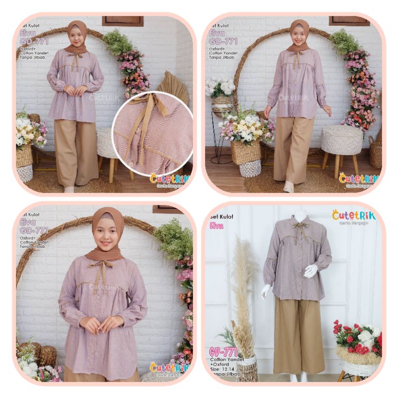 *READY MURAH (12-15th/remaja) Setelan tunik kulot anak katun setelan tunik kulot polos anak setelan 