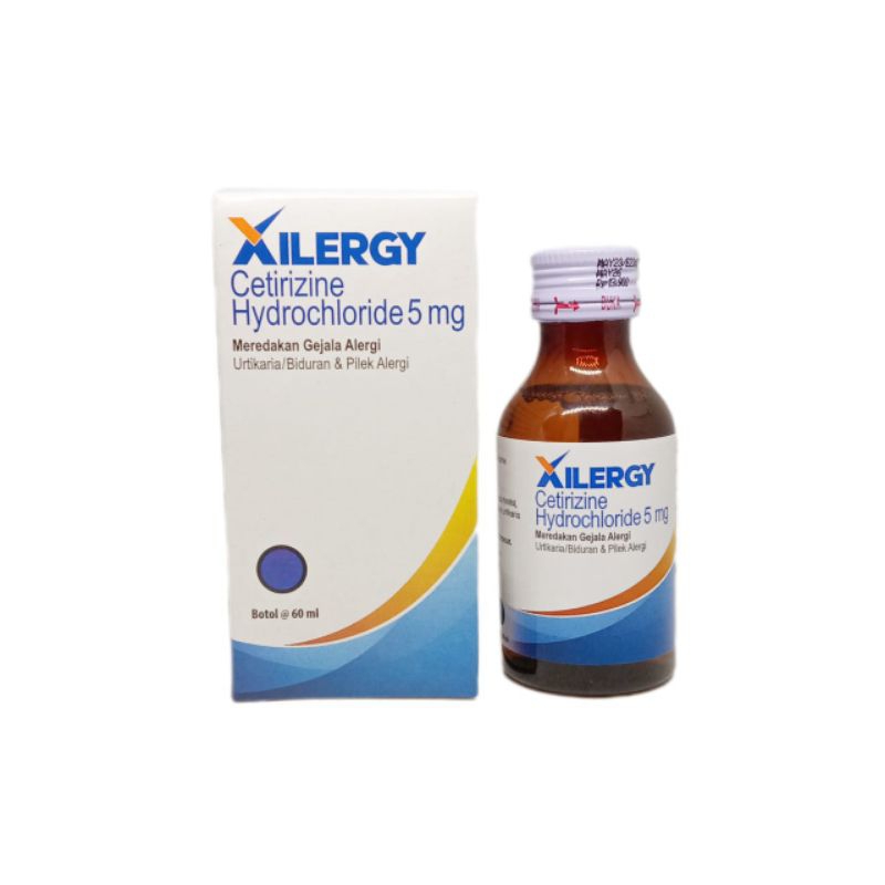 Xilergy (Cetirizine) Sirup 60 ml/ Meredakan gejala alergi biduran & pilek alergi gatal gatal/ Xilerg