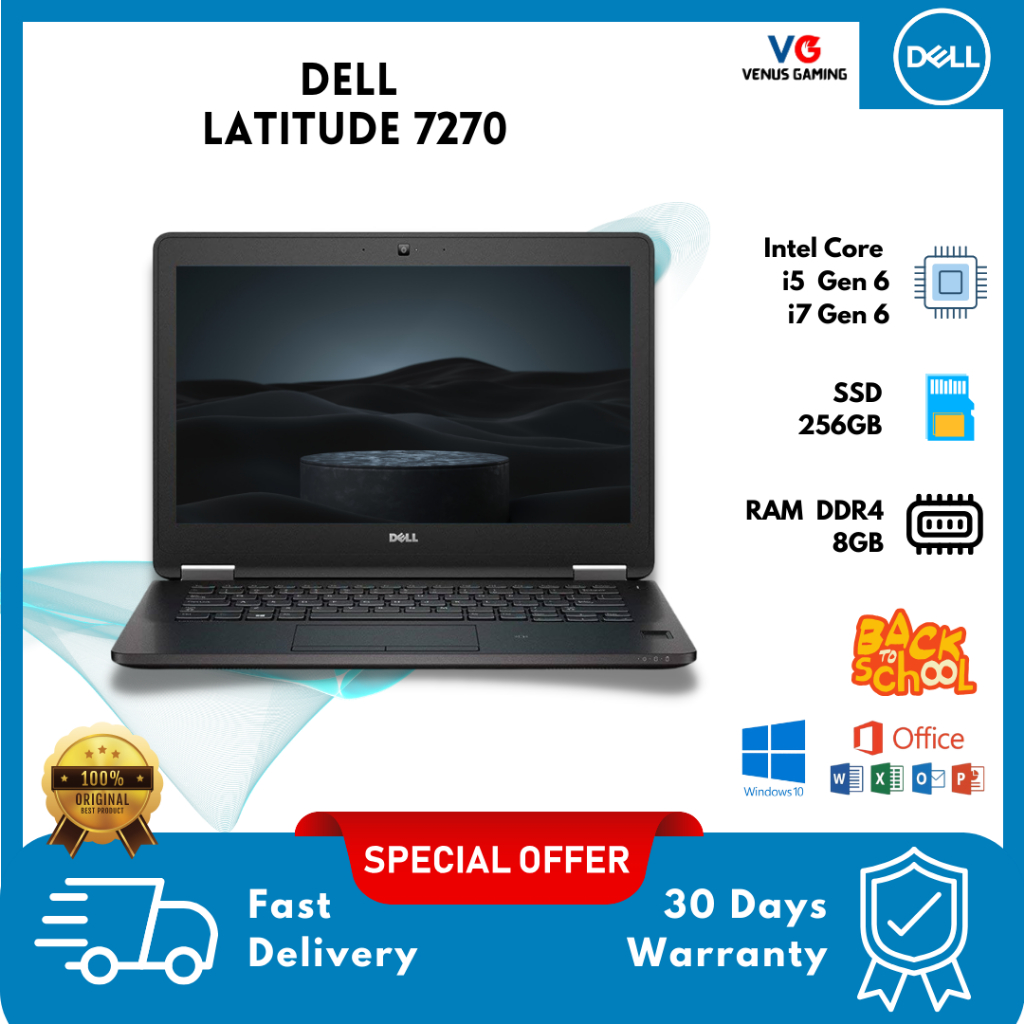 Jual Murah Laptop Sekolah Dell 7270 Core i5 Ram 8GB SSD 256GB 12 Inc Ringan - Second