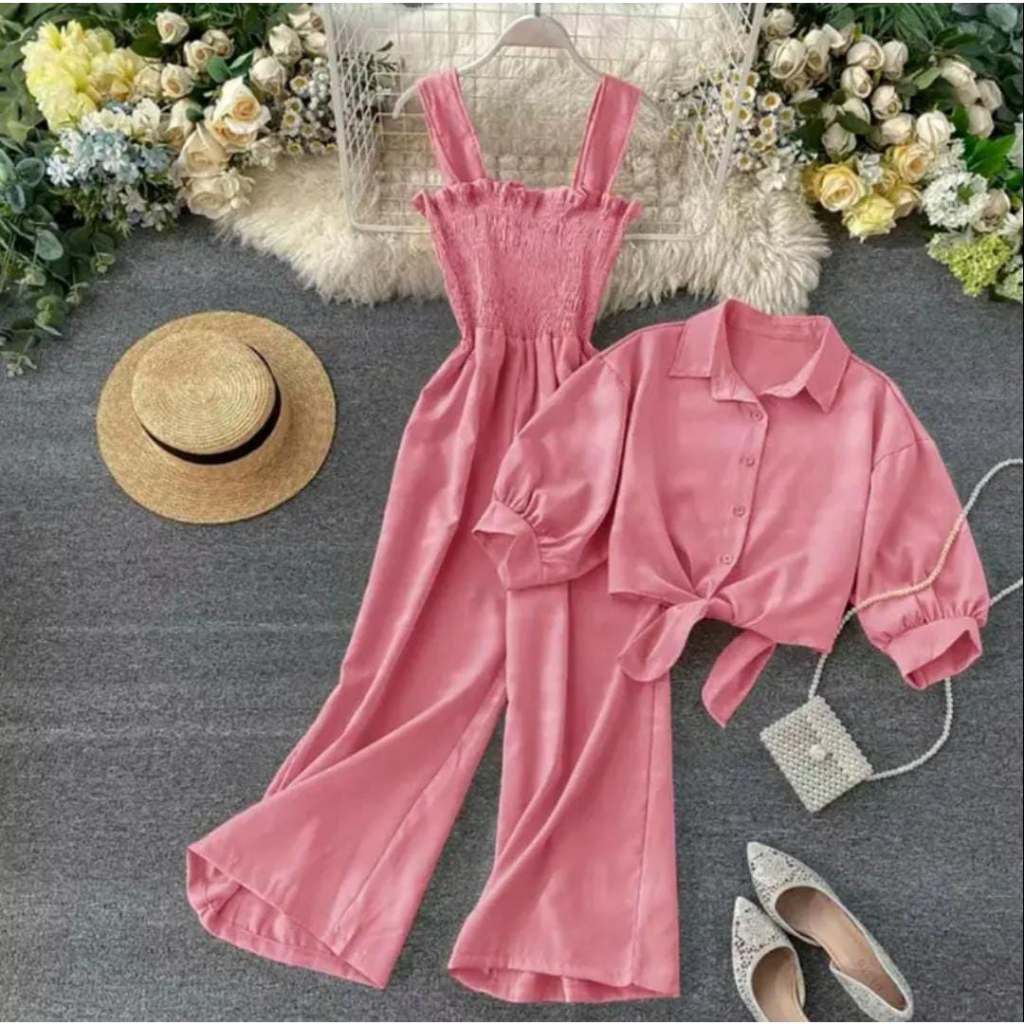 Jumpsuit Korea Style / Oneset Ceril Jumpsuit/ Setelan Wanita Terbaru/ Setelan Korean/ Jumpsuit Korea