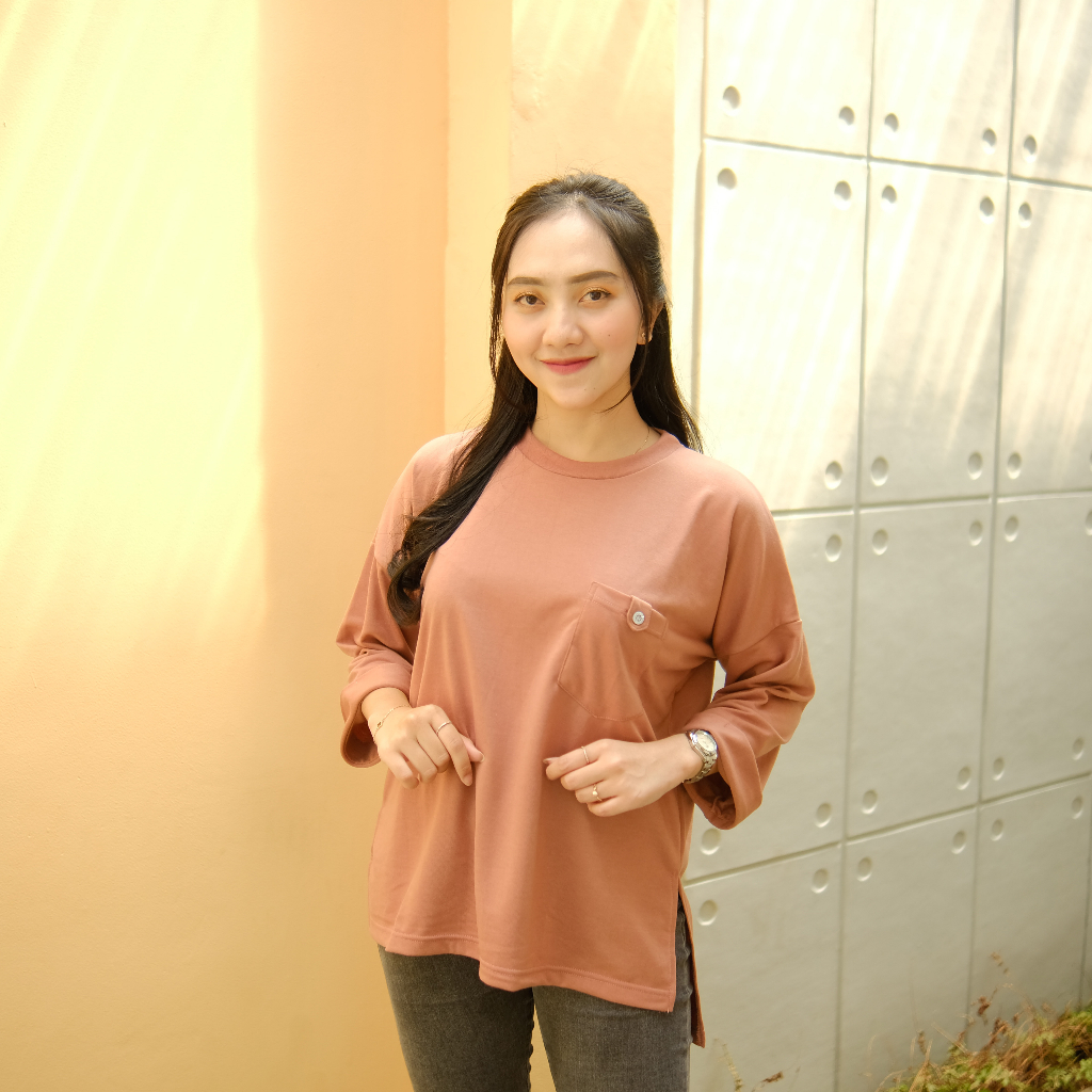 RB Kaos oversize wanita - Kaos wanita oversize lengan panjang - Oversize T-Shirt Wanita