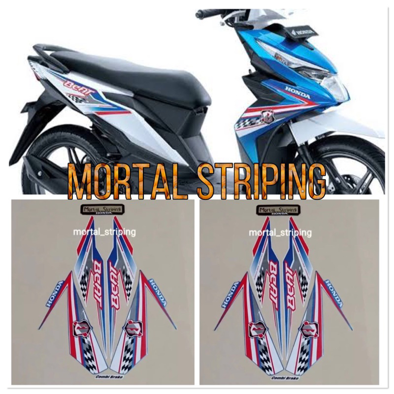 STIKER STRIPING LES LIS BODY MOTOR BEAT FI ESP 2018 2019 BIRU PUTIH