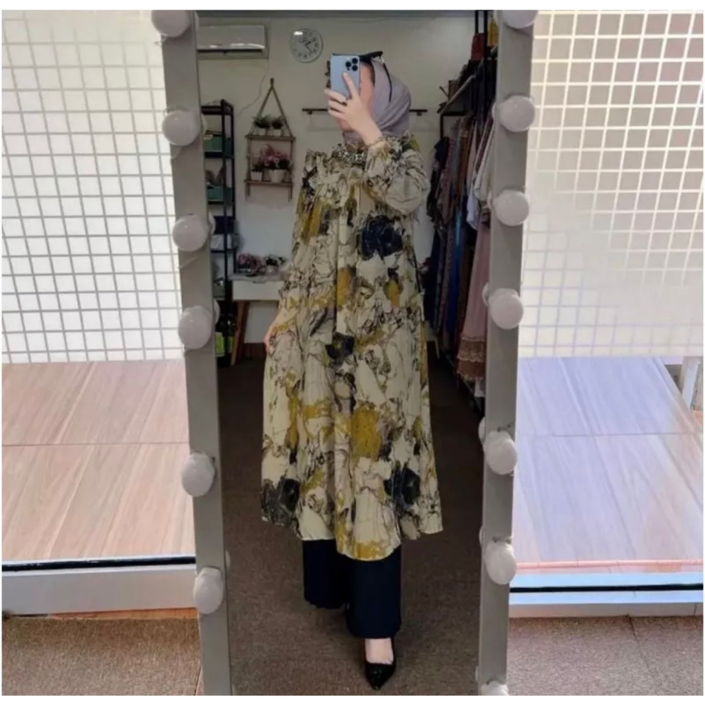 Setalan Long Tunik Wanita Nadira Setelan kulot wanita oneset tunik panjang setelan celana