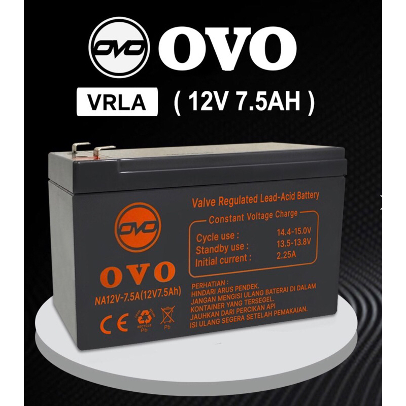 Aki Kering 12v OVO 12v7.5 Ah | Baterai Aki Kering UPS OVO 12v7.5Ah