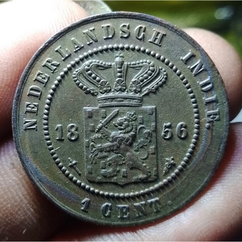 koleksi uang koin kuno 1 cent nederlandsch Indie tahun 1856 (P)