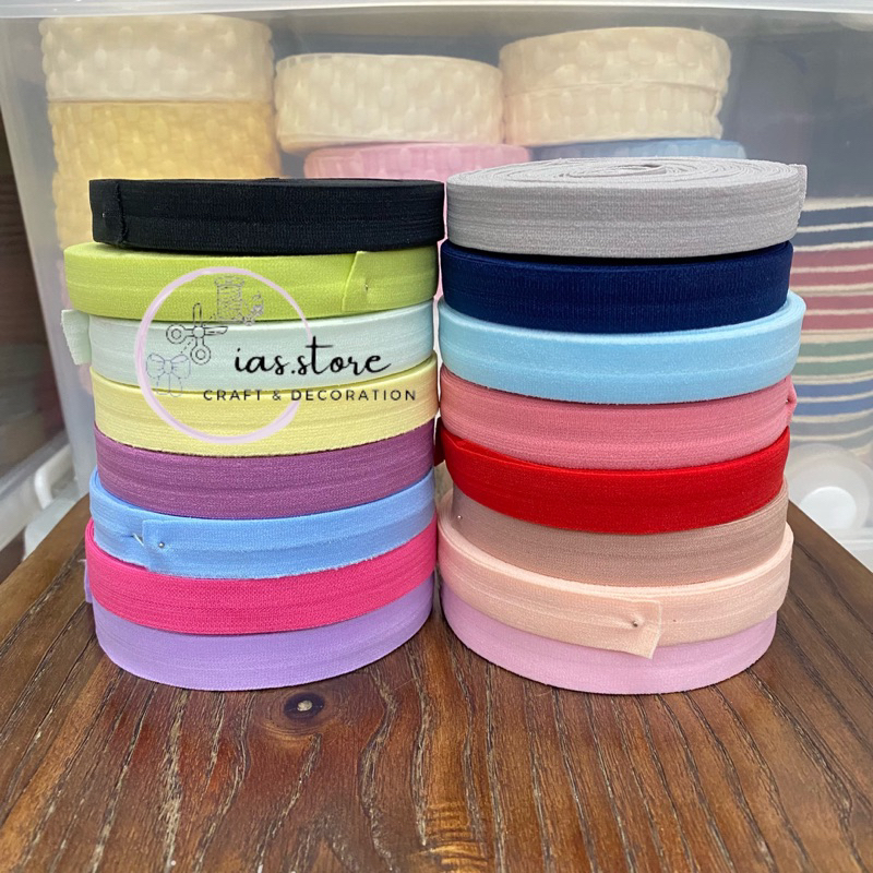 [1ROLL] PITA FOE 1,5cm POLOS KARET FOE ELASTIS IMPORT BAHAN HEADBAND BANDANA BAYI