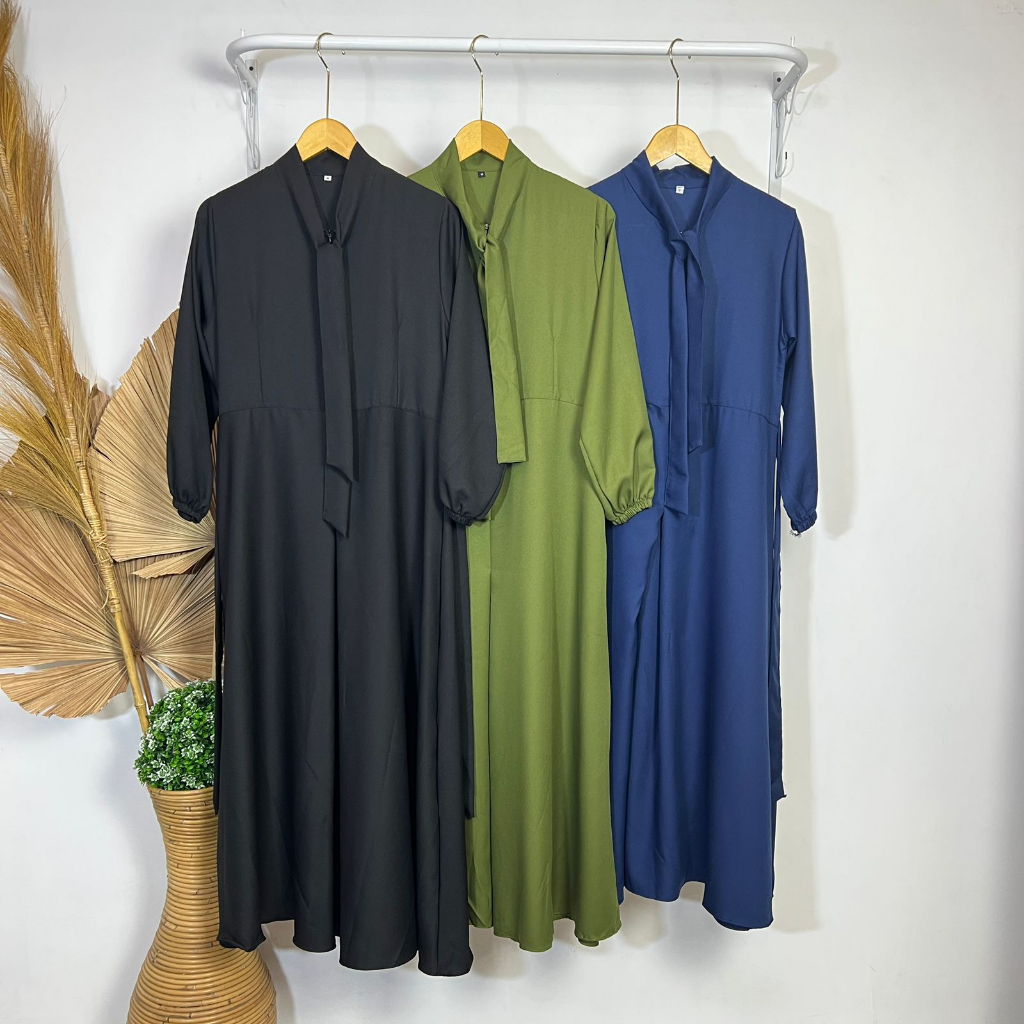 Atika maxi / Gamis Polos / Ukuran S M L XL / Tangan Panjang / Baju Muslimah Wanita Kondangan
